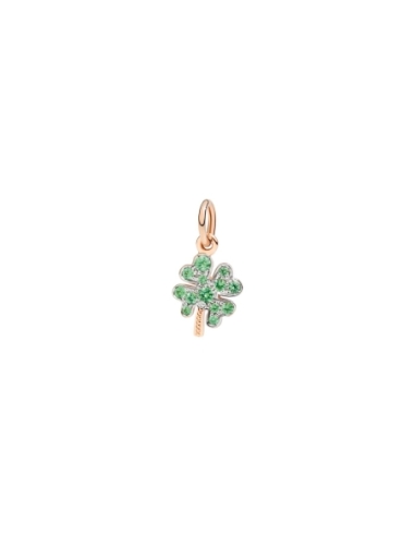 Ciondolo quadrifoglio oro rosa e tsavoriti light - modello piccolo.