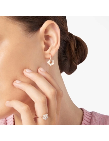 Orecchino fiore oro rosa e smalto...