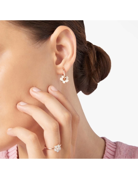 Orecchino fiore oro rosa e smalto cattedrale - mezzo paio