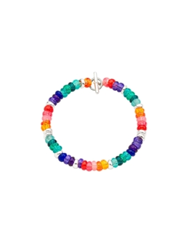 Bracciale Rondelle in plastica riciclata argento con catena e anello brisè