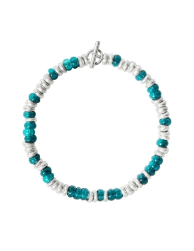 Bracciale Rondelle in plastica riciclata argento con catena e anello brisè