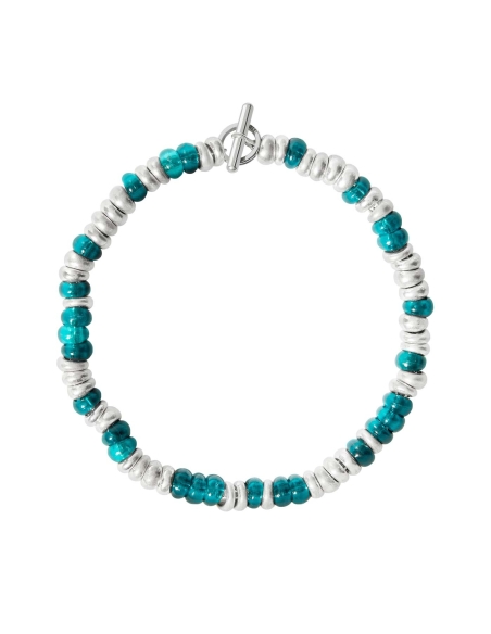 Bracciale Rondelle in plastica riciclata argento con catena e anello brisè