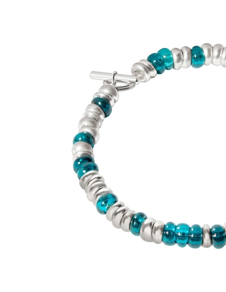 Bracciale Rondelle in plastica riciclata argento con catena e anello brisè
