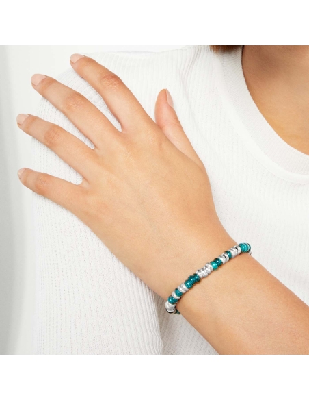 Bracciale Rondelle in plastica riciclata argento con catena e anello brisè