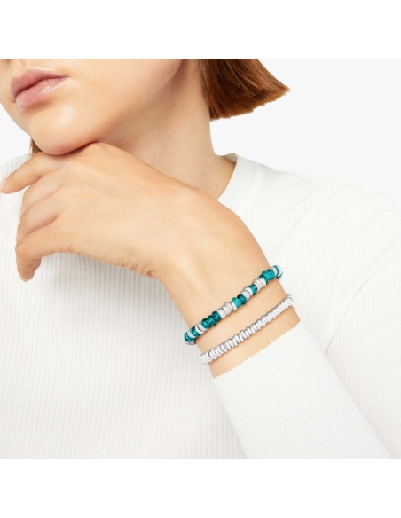Bracciale Rondelle in plastica riciclata argento con catena e anello brisè
