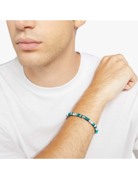 Bracciale Rondelle in plastica riciclata argento con catena e anello brisè