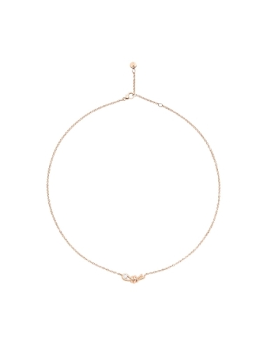 Collana Nodo con diamante e piastrina in oro rosa