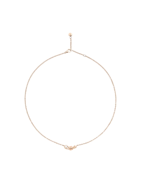 Collana Nodo con diamante e piastrina in oro rosa