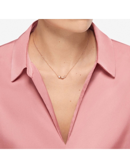 Collana Nodo con diamante e piastrina in oro rosa