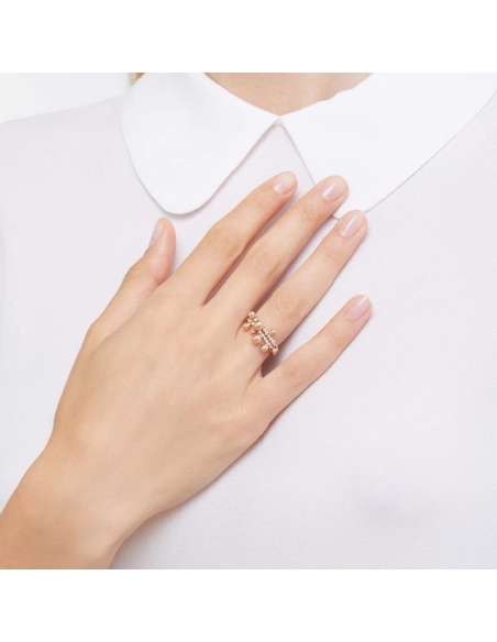 Anello Bollicine con sfere in oro rosa e argento