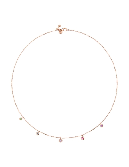 Collana Bollicine in oro rosa con pietre preziose