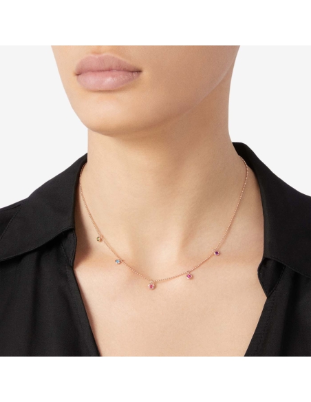 Collana Bollicine in oro rosa con pietre preziose