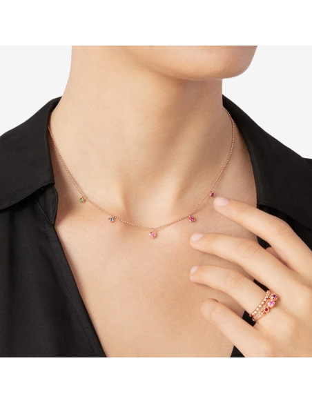 Collana Bollicine in oro rosa con pietre preziose