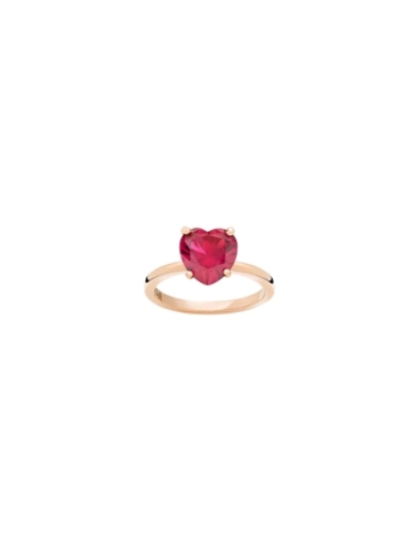 Anello Cuore con 1 rubino sintetico