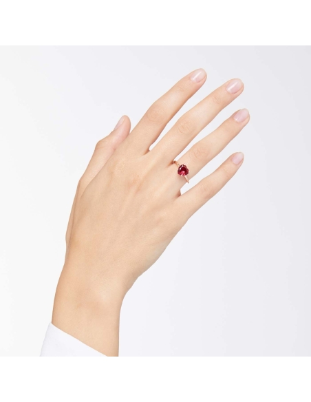 Anello Cuore con 1 rubino sintetico