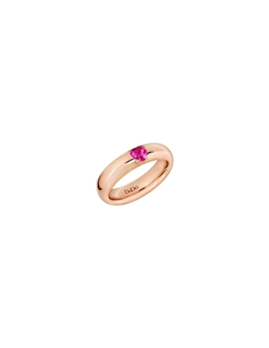 Anello Cuore con 1 rubino sintetico