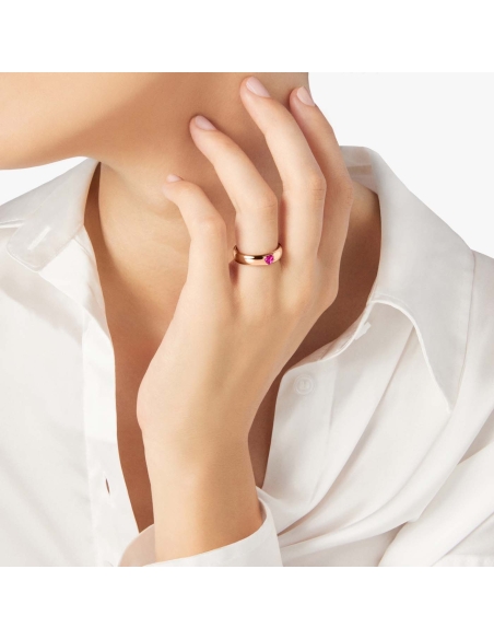 Anello Cuore con 1 rubino sintetico