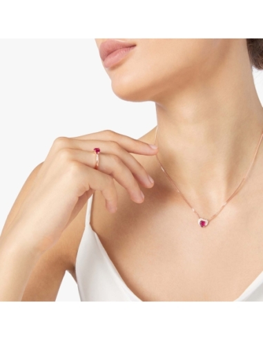 Anello Cuore con 1 rubino sintetico e...