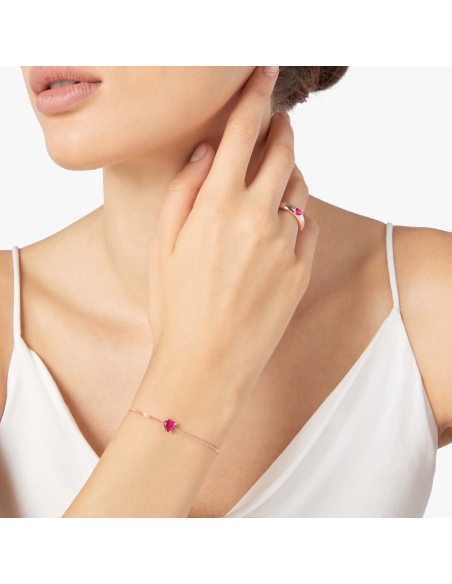 Bracciale Cuore con 1 rubino sintetico
