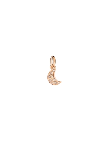Ciondolo luna in oro rosa e diamanti brown