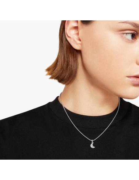 Ciondolo luna in oro bianco e 9 diamanti bianchi