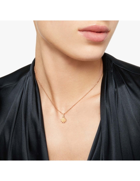 Ciondolo sole in oro rosa e 12 diamanti brown