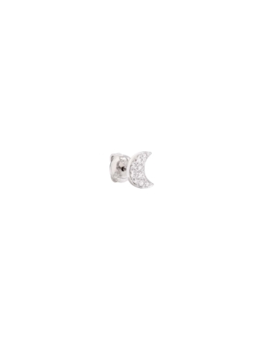 Orecchino stud luna con diamanti bianchi - mezzo paio