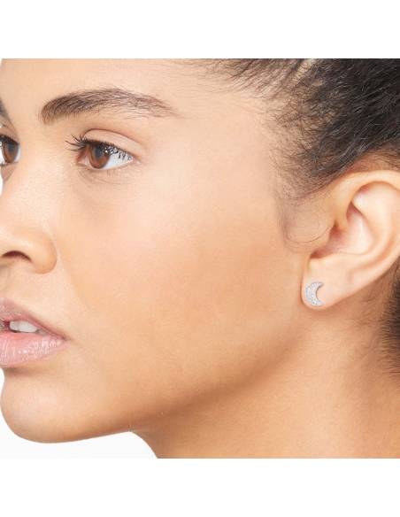 Orecchino stud luna con diamanti bianchi - mezzo paio