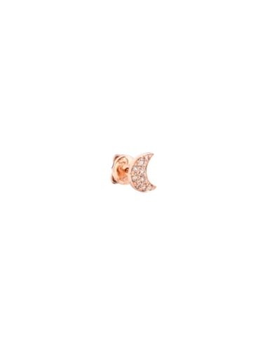 Orecchino stud luna con diamanti bianchi - mezzo paio
