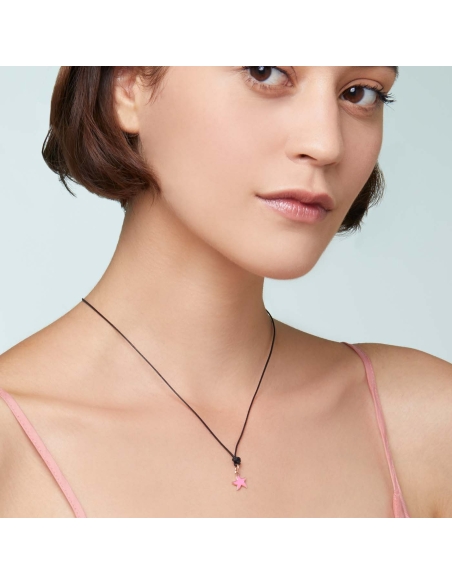 Ciondolo Stellina in oro rosa e smalto rosa fluo