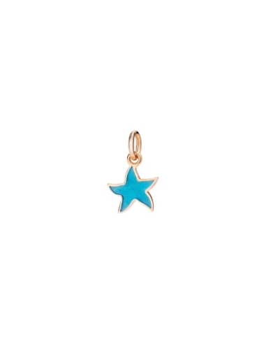 Ciondolo Stellina in oro rosa e smalto turchese