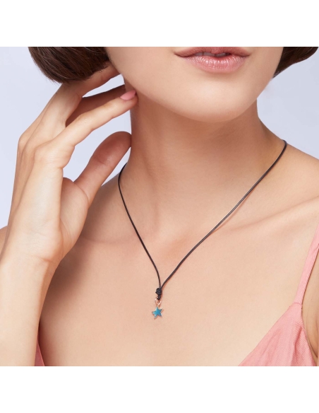 Ciondolo Stellina in oro rosa e smalto turchese