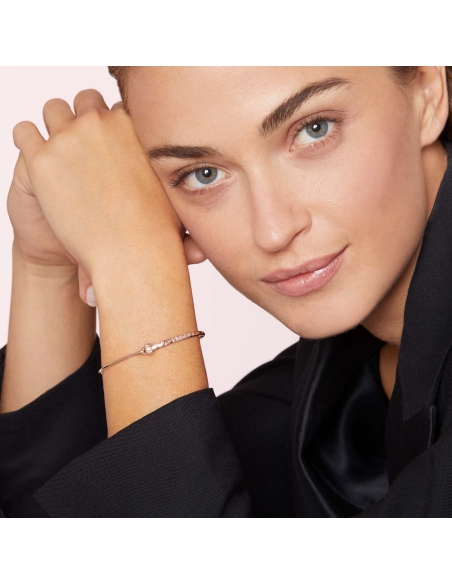 Bracciale bangle Essentials con stopper e diamanti brown