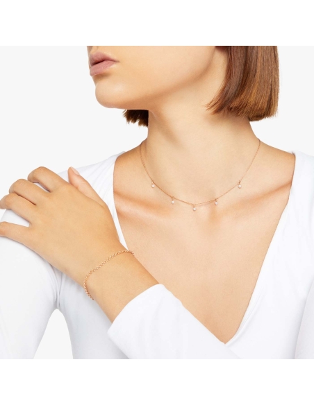 Collana Essentials in oro rosa con diamanti bianchi