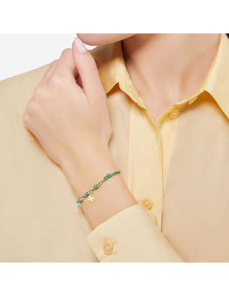 Bracciale con ciondolo quadrifoglio modello mini con Granelli
