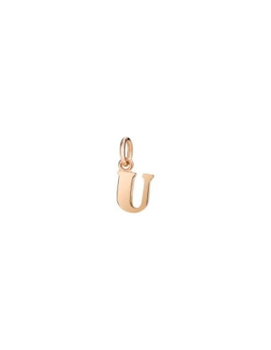 Ciondolo lettera "U" in oro rosa
