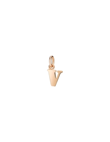 Ciondolo lettera "V" in oro rosa