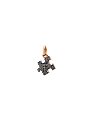 Ciondolo puzzle in oro rosa con diamanti black - destro