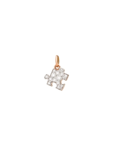 Ciondolo puzzle in oro rosa con 15 diamanti bianchi - sinistro