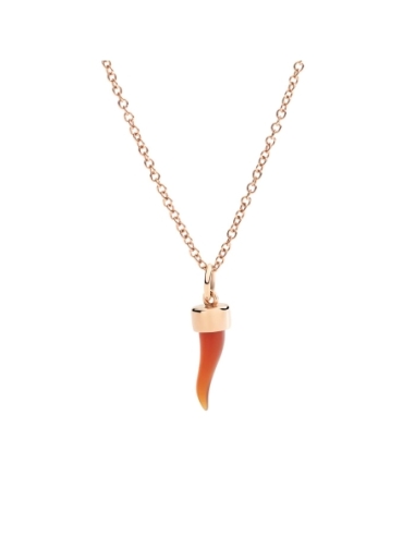 Ciondolo Cornetto in oro rosa e corniola