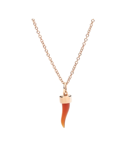 Ciondolo Cornetto in oro rosa e corniola