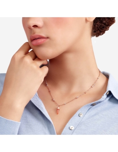 Ciondolo Cornetto in oro rosa e corniola