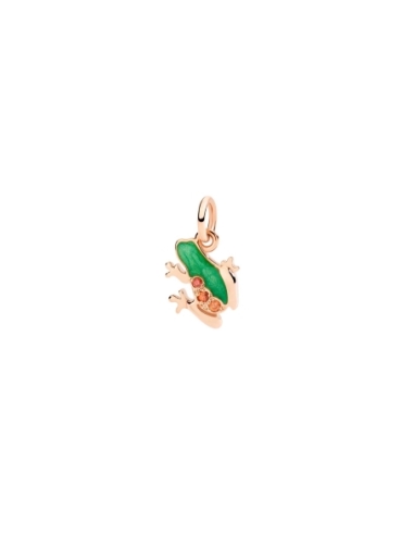 Ciondolo rana in oro rosa e smalto verde