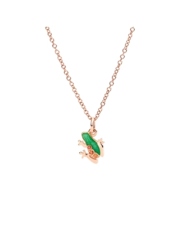 Ciondolo rana in oro rosa e smalto verde