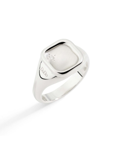 Anello sigillo in argento con diamante