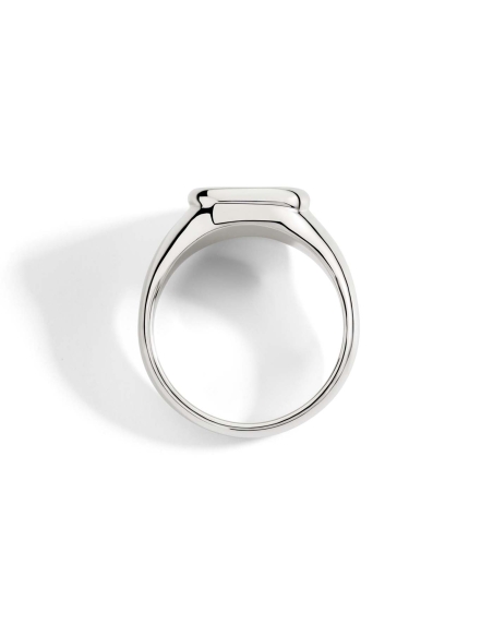 Anello sigillo in argento con diamante