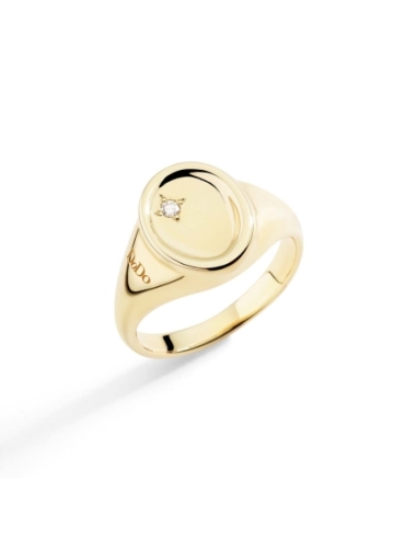 Anello sigillo in oro giallo con diamante
