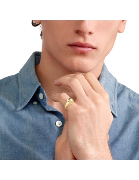 Anello sigillo in oro giallo con diamante