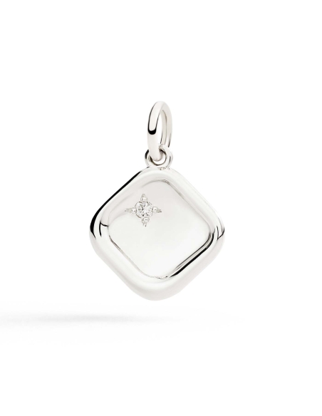 Ciondolo sigillo in argento con diamante